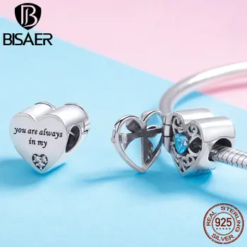 

BISAER Charm Bracelets Beads New Product 925 Sterling Silver Zircon Love Stone for Women Jewelry Making Gifts GXC1053