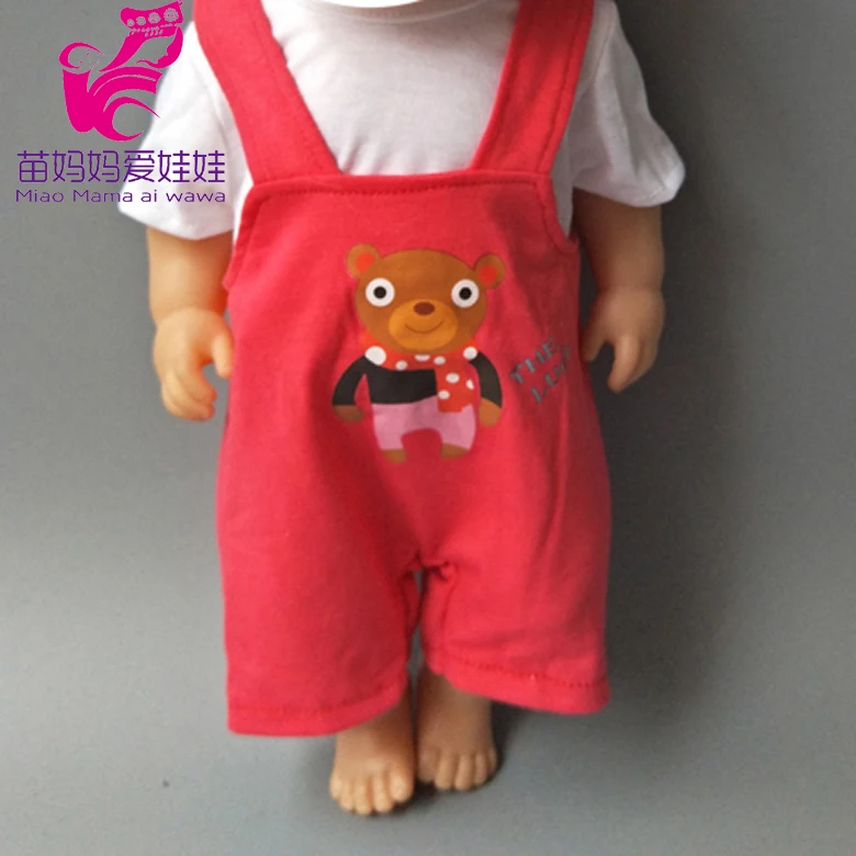 Белая рубашка и красный ремень брюки для девочек подходит 18-дюймовая кукла/43 см новорожденных куклы комплект одежды
