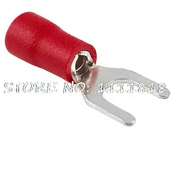 

10 Pcs 6mm Tip Width Spade Insulated Fork Terminal Red