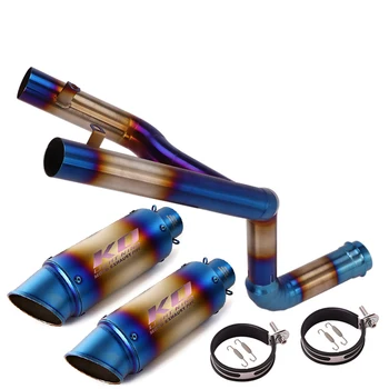 Motorcycle Exhaust System Blue Muffler Tail Tube Mid Link Pipe Modified for 1290 Super Duke R 2014 2015 2016