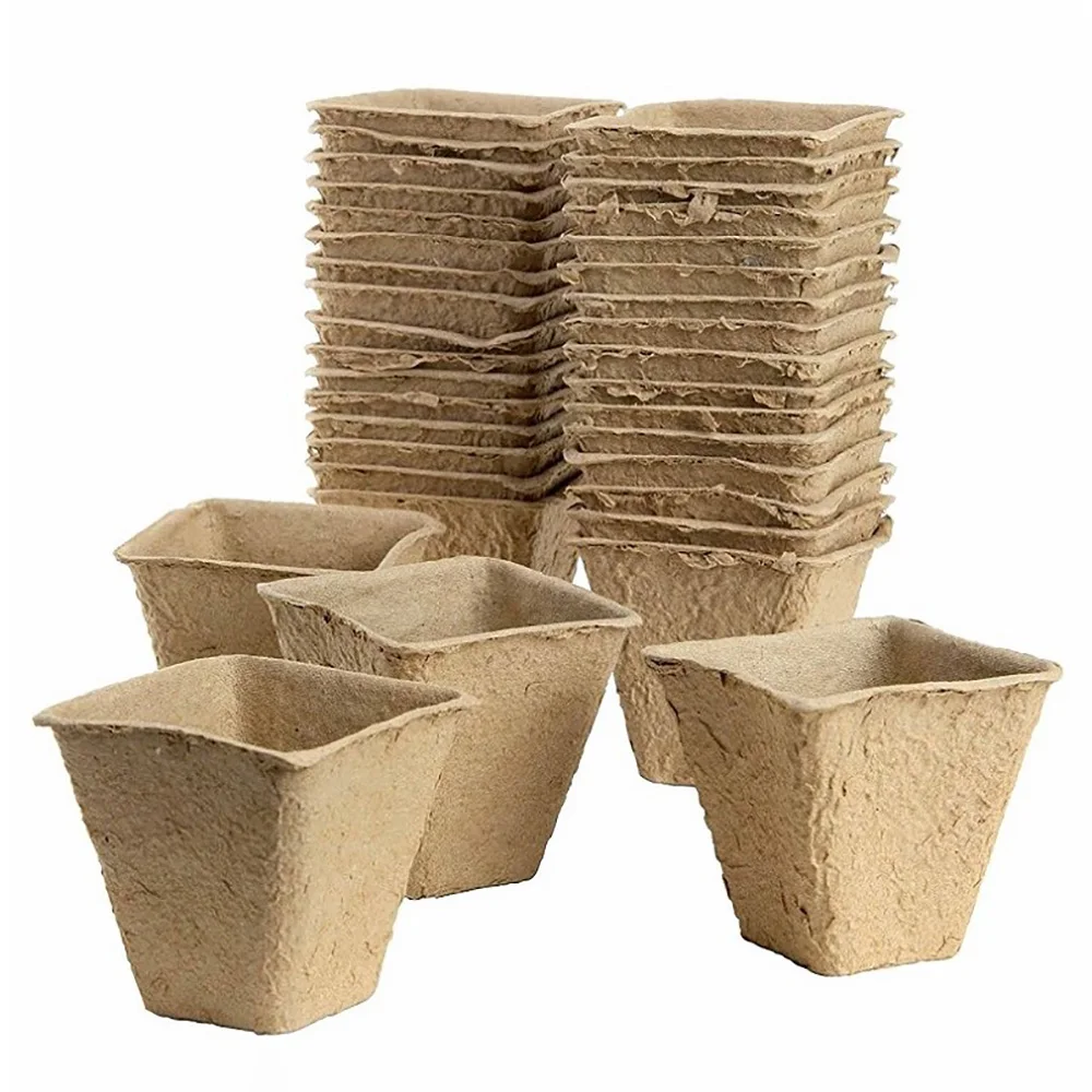 VIDELLY 50 Pieces 2.36 Peat Pots Seedling Herb Seed Starter Pots Plant Starters Recycled Paper Planting Eco-Friendly Breathable No Transplant Shock for Seedlings Flowers Vegetables Seeds
