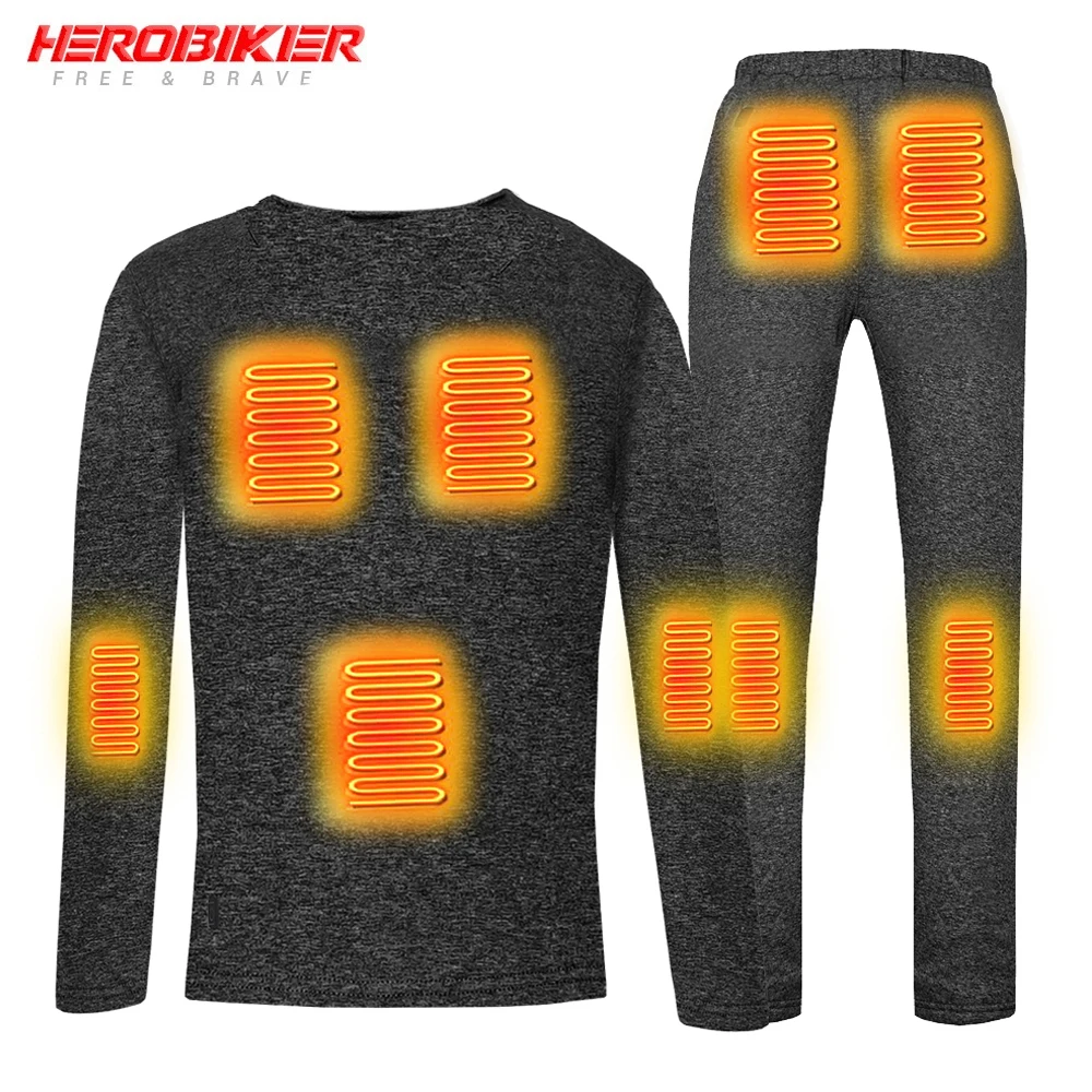 HEROBIKER куртка с подогревом, мотоциклетная куртка с электрическим подогревом, с электрическим USB подогревом, комплект термобелья, сохраняющий тепло, для осени и зимы