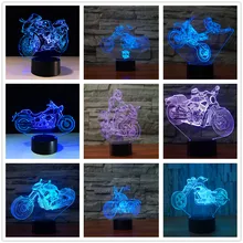Двигатель мотоцикла велосипед 3d светодиодный ночник сенсорный выключатель настольная лампа Usb 7 цветов Изменение декора цвет ful светодиодное освещение solomachine