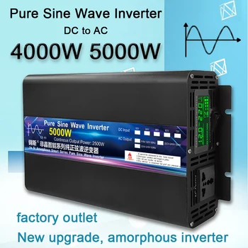 인버터 12V 220V 2000W 3000W 4000W 5000W 24V Dc ~ 110V AC 순수 사인파 전압 변환기, 220 파워 카 마이크로 인버터 LCD