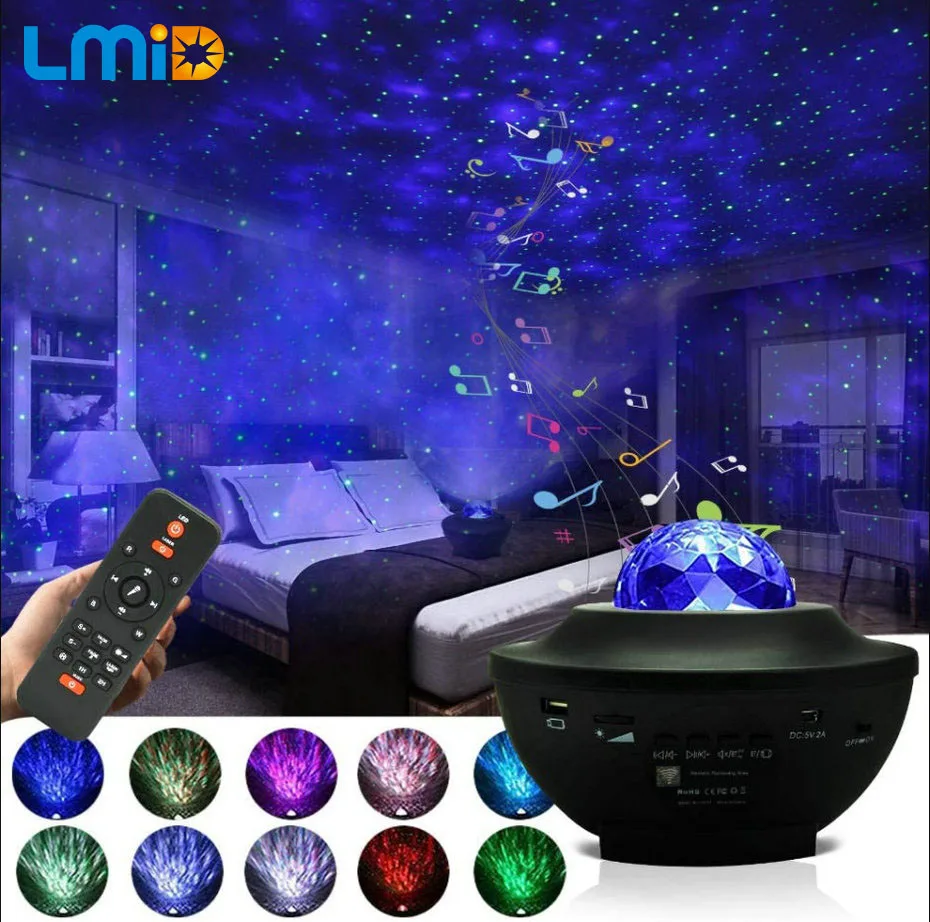 Permalink to LED Star Night Light Projector Music Starry Water Wave USB LED Bluetooth Voice Control Sound-Activated Projector Light Decor