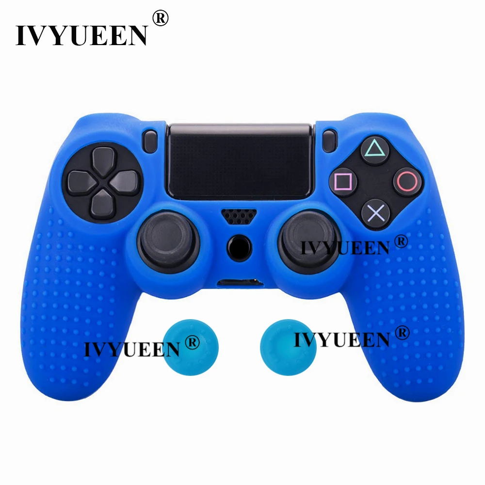 Темно-синий IVYUEEN силиконовый чехол с шипами для sony playstation 4 PS4 Pro тонкий контроллер защитный чехол для джойстика с 2 захватами для большого пальца - Цвет: Темно-синий