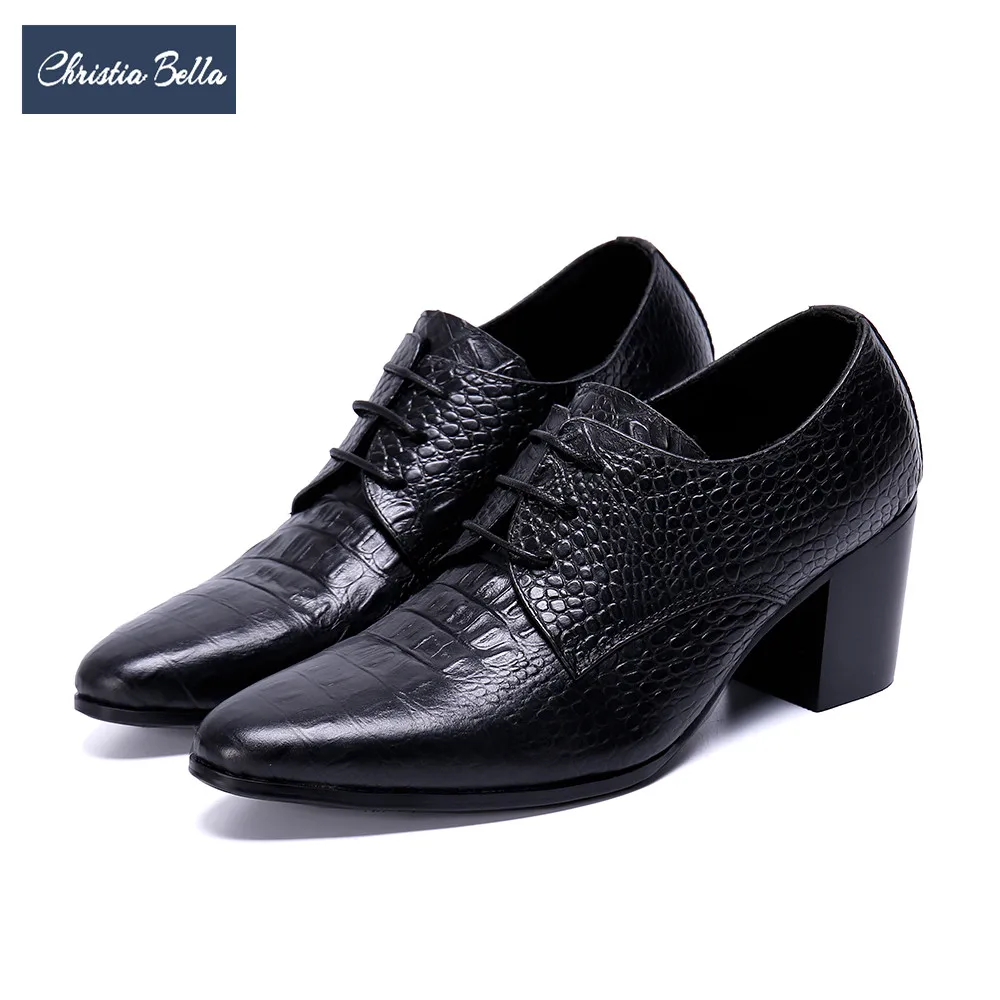 Christia Bella British Style Genuine Leather Men Boots High Heels