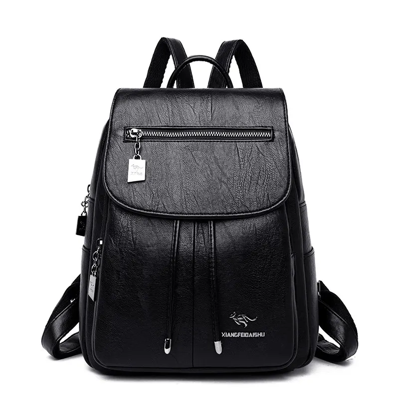 Женский рюкзак и сумка Dos женский кожаный рюкзак опрятная школьная сумка mochila feminina женский рюкзак для путешествий сумка на плечо - Цвет: Black