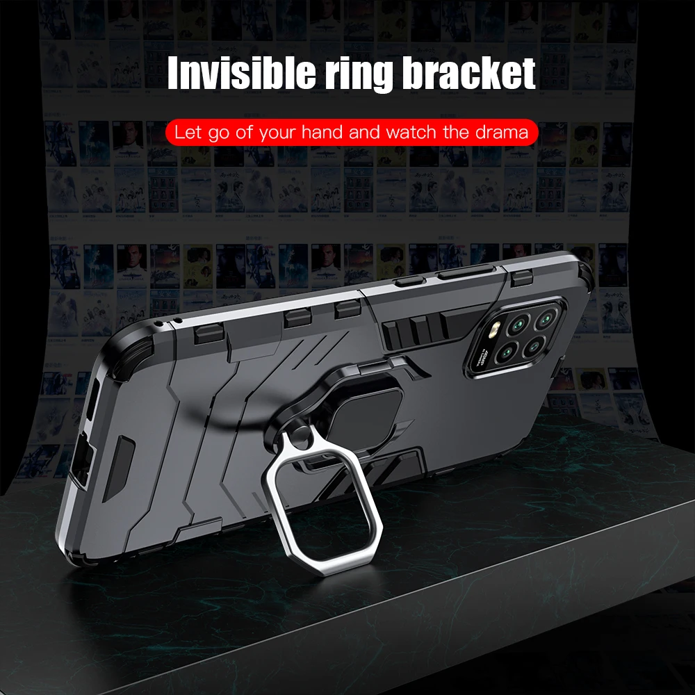 Shockproof Armor Ring Stand Phone Case - Heavy-Duty Protection with Built-In Stand