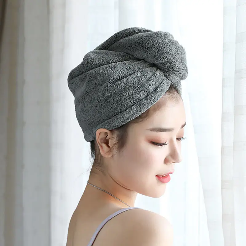1PC Microfiber Hair Fast Drying Dryer Towel Bath Wrap Hat Quick Cap Turban Dry 