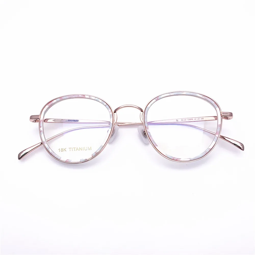 

Belight Optical Brand Design 18K Titanium Retro Spectacle Floral Pink Frame Women Prescription Eyeglasses Optical Eyewear