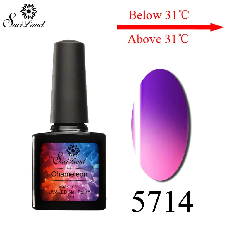 5714 Saviland 10 мл Гель-лак для ногтей Vernis термо-температура меняющий цвета Гибридный гвоздь лак для дизайна впитывающийся УФ-гель для ногтей - Цвет: 5714
