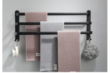 1PCS 3 Layer Aluminum Black Towel Rail Matte Black Towel Holder Home Towel Hanger Wall Mounted Towel Rack Bathroom 30-50 CM