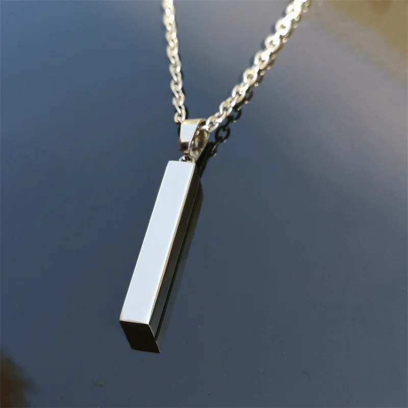 New Black Silver Rectangle Pendant 