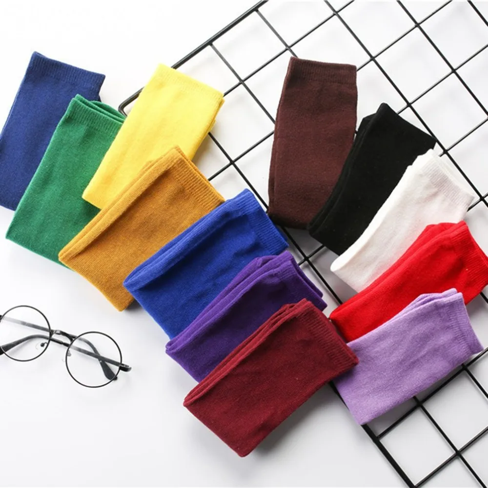 Casual Cotton Plain Socks Women Kawaii Socks Meias Korean Harajuku Solid Color Uniforms Accessories Pile Heap Funny Socks Meias