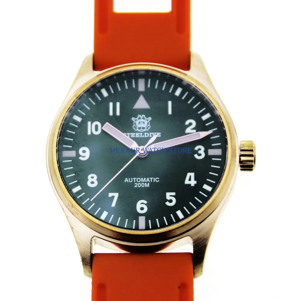 Мужские NH35 автоматические часы для дайвинга из чистой бронзы и стали 200 м fLIEGER Super LumiNova b-uhr pILOT Watch