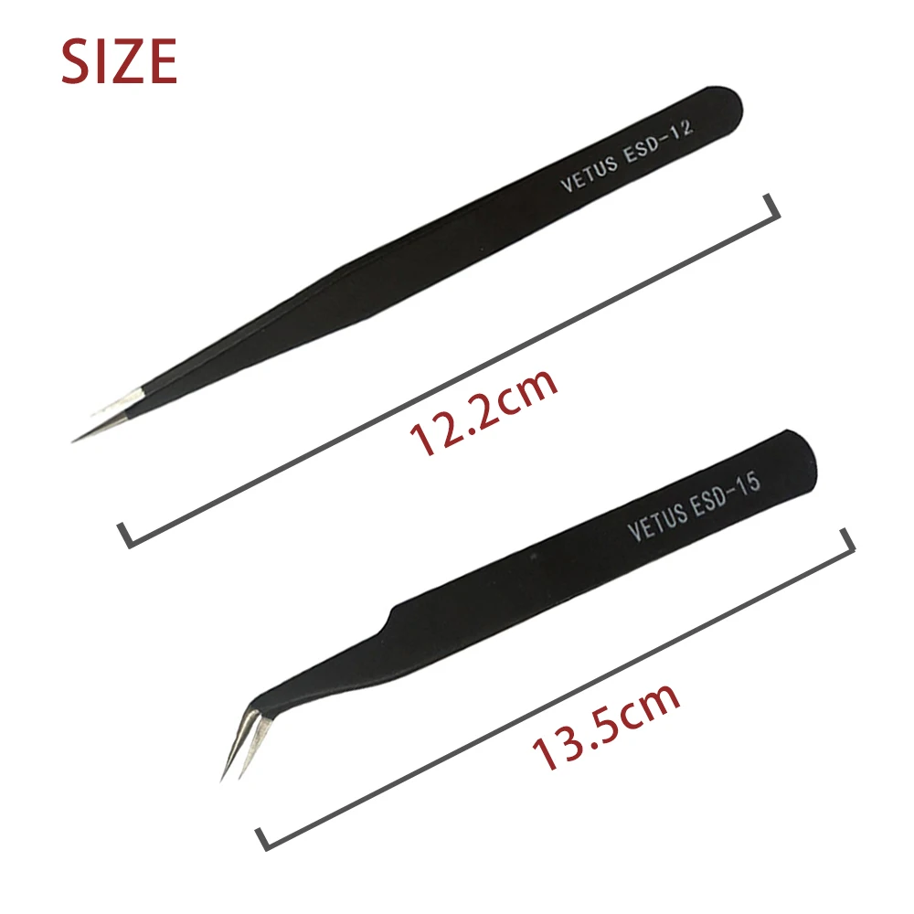 2 pcs/set Stainless Steel Tweezers Anti-static Eyelash Extension Supplies Tweezers Corrosion Resistant Maintenance Repair Tools 5