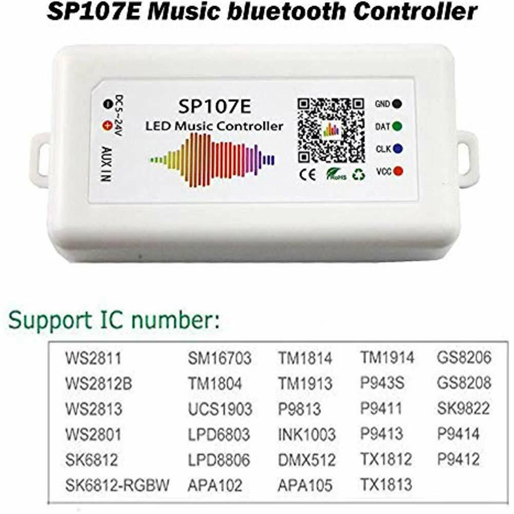 Adjustable DIY Professional Music Controller Multifunction Activated LED Strip Party High Compatibility Bluetooth Full Color