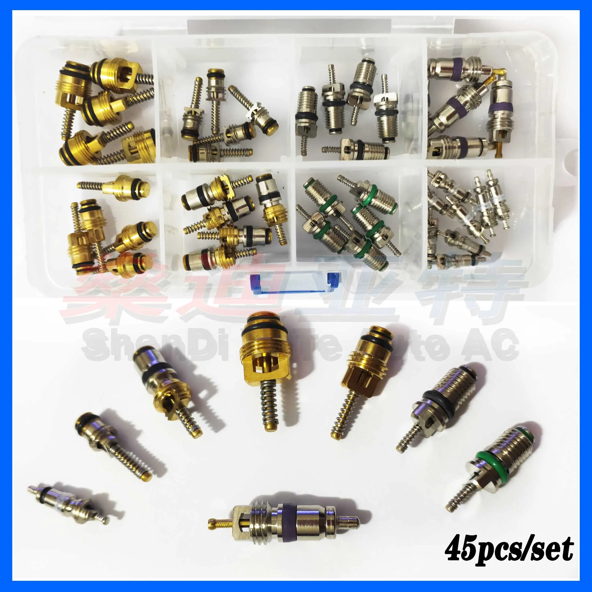 Air Conditioning Auto Service R12 R134A AC Schrader Valve Cores Remover Tool Kit Air Conditioning Auto Service CSV 45pcs
