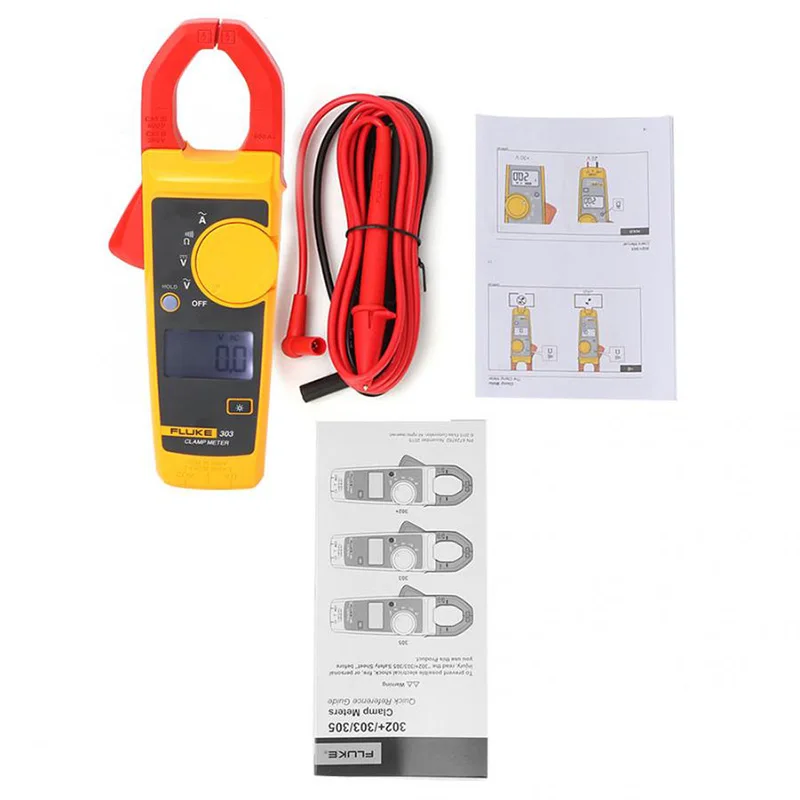 FLUKE 303 мультиметр-зажим AC/DC Ручной 600A 30 мм челюсти открывания 4000 с подсветкой - Цвет: FLUKE 303