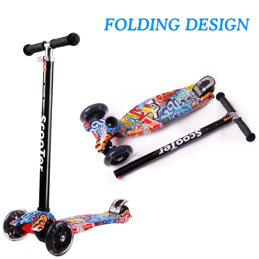 Foldable Scooter for Kids 3 Wheel Scooter with Light Up Wheels Kick for 3-8 Year Adjustable Height Lightweight