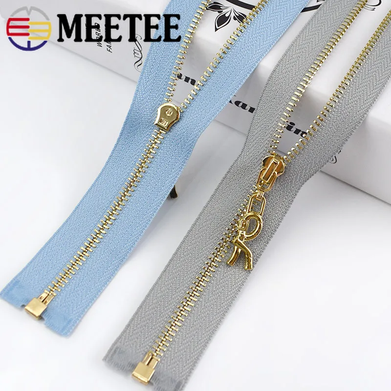 2/5 шт Meetee 40-70 см 3# металлическая молния золотой зуб открытый конец одежды карман застежки-молнии для шитья сумки аксессуары для одежды ZA052