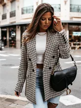 

Plaid Blazer Jacket Women Spring Autumn Long Sleeve Casual Slim Blazers Khaki Woman Coats 2021 Fall Elegant Office Suit Coat