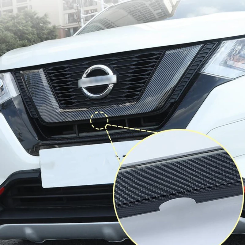 

For Nissan X-Trail Car Grille Trim Strip ABS Front Bumper Grills Decoration Accessories Lips Diffuser 2017-2021 Year
