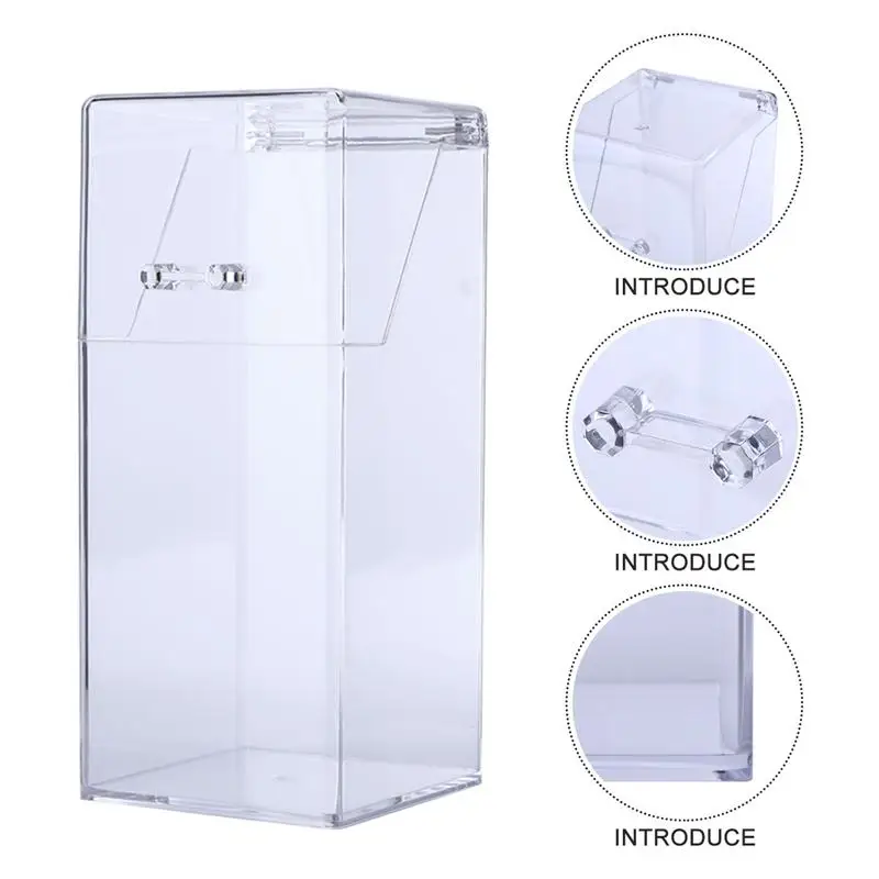 1Pc Acrylic Makeup Brush Holder Square Cosmetic Storage Box Makeup Tools Organizer Case without Pearl for Cosmetic Storage (Tran