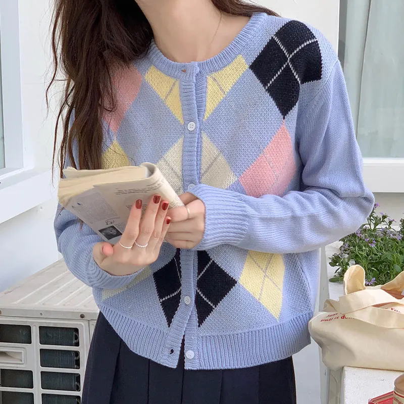 

Casual Lazy Diamond Sweater Female Korean Harajuku Y2k Women's Sweaters Japanese Kawaii Ulzzang Vintage Clothing For Women