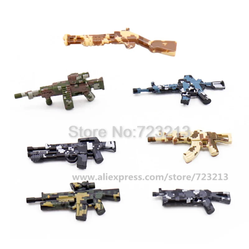 

5pcs Gun AK47 Camo Military Weapon Set Carbines Guns Submachine SWAT Part MOC Accessories Suit Model Building Blocks Brick Toy