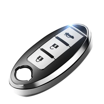 

Car Key Case TPU All Inclusive Three Button Key Protector Cover for Nissan Qashqai J10 J11 X-Trail T31 T32(Silver)
