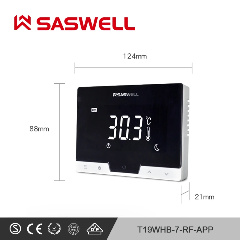 SASWELL Wi-Fi термостат контроллер температуры приложение для смартфона с плоской задней стеной крепление комнаты беспроводной Программируемый терморегулятор