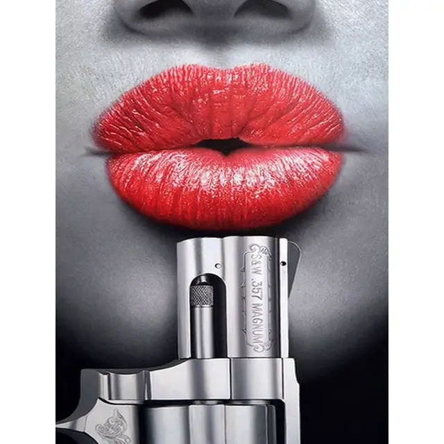 CHENISTORY DIY Frame Paint By Number Flame Red Lips Landscape For Adults Picture By Numbers Acrylic Drawing On Canvas Home Decor 9916420