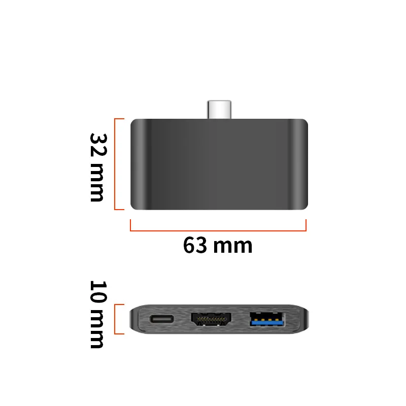 Type C концентратор портативный usb-концентратор с зарядка PD HDMI USB 3,0 алюминиевая док-станция для Macbook для мобильного телефона для планшета - Цвет: Black
