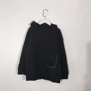 

Per-sale Ship In September 2020 New Arrivals Autumn Girls Winter Clothes Mesh Pocket Detachable Hat Sweatshirts Black Tops