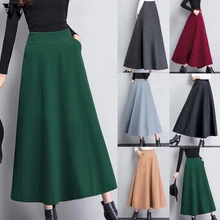 Womail зимняя женская шерстяная юбка макси юбки с ремнем модная винтажная шерстяная юбка женская уличная Повседневная Saia Longa N20