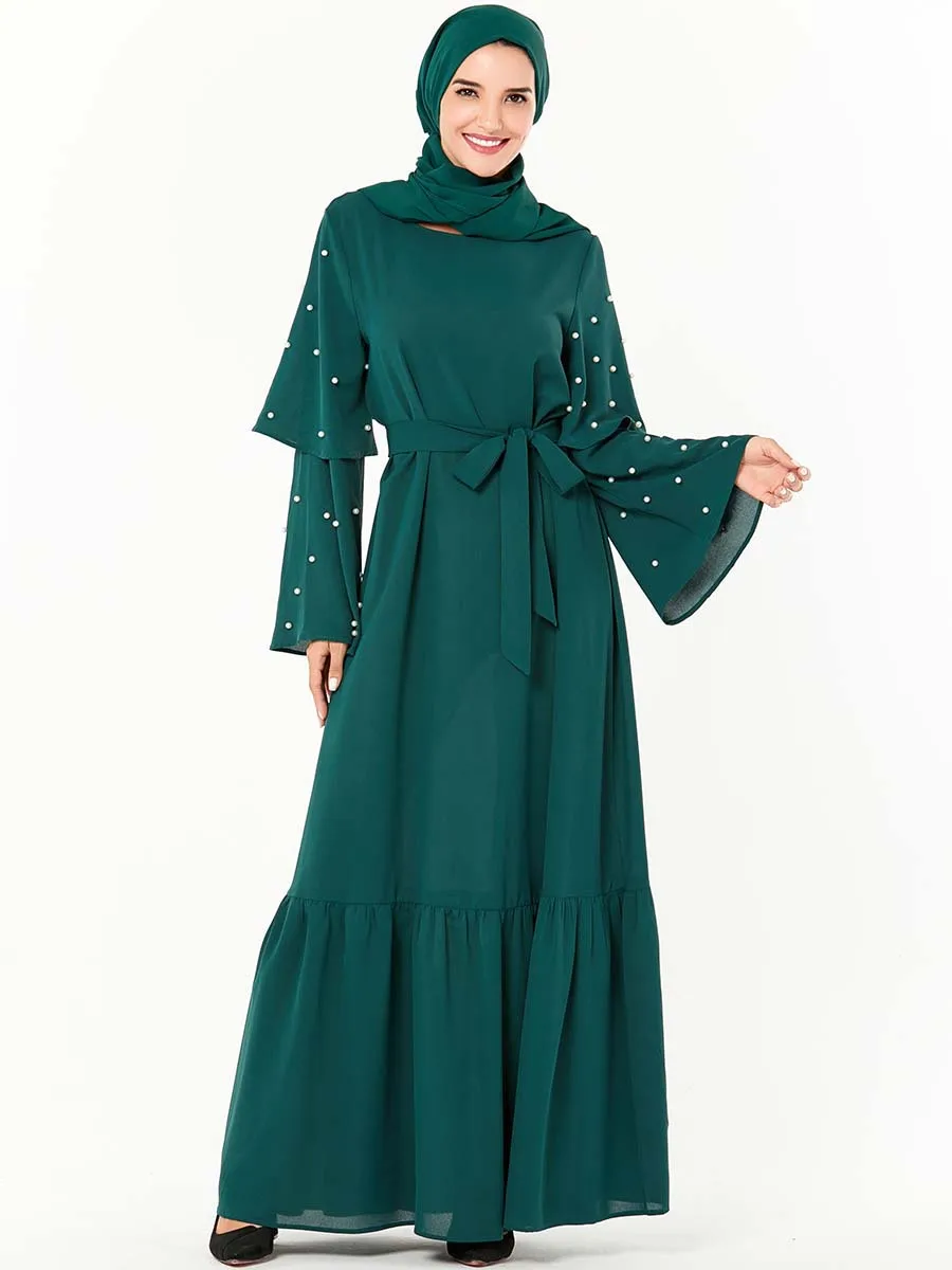 Beading Arabic Abaya Dubai Muslim Hijab Dress Islamic Clothing For Women Jilbab Caftan Marocain Kaftan Turkish Dresses Ramadan
