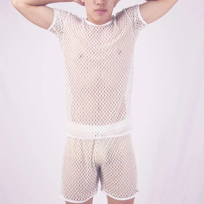 Мужские сексуальные прозрачные сетчатые футболки мужская футболка с коротким