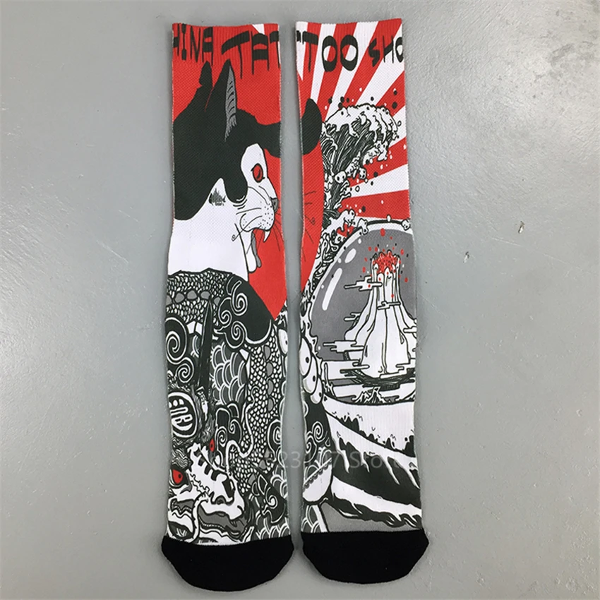 Модные мужские и женские ретро носки Ukiyo e 24 цвета с принтом китов волн модные