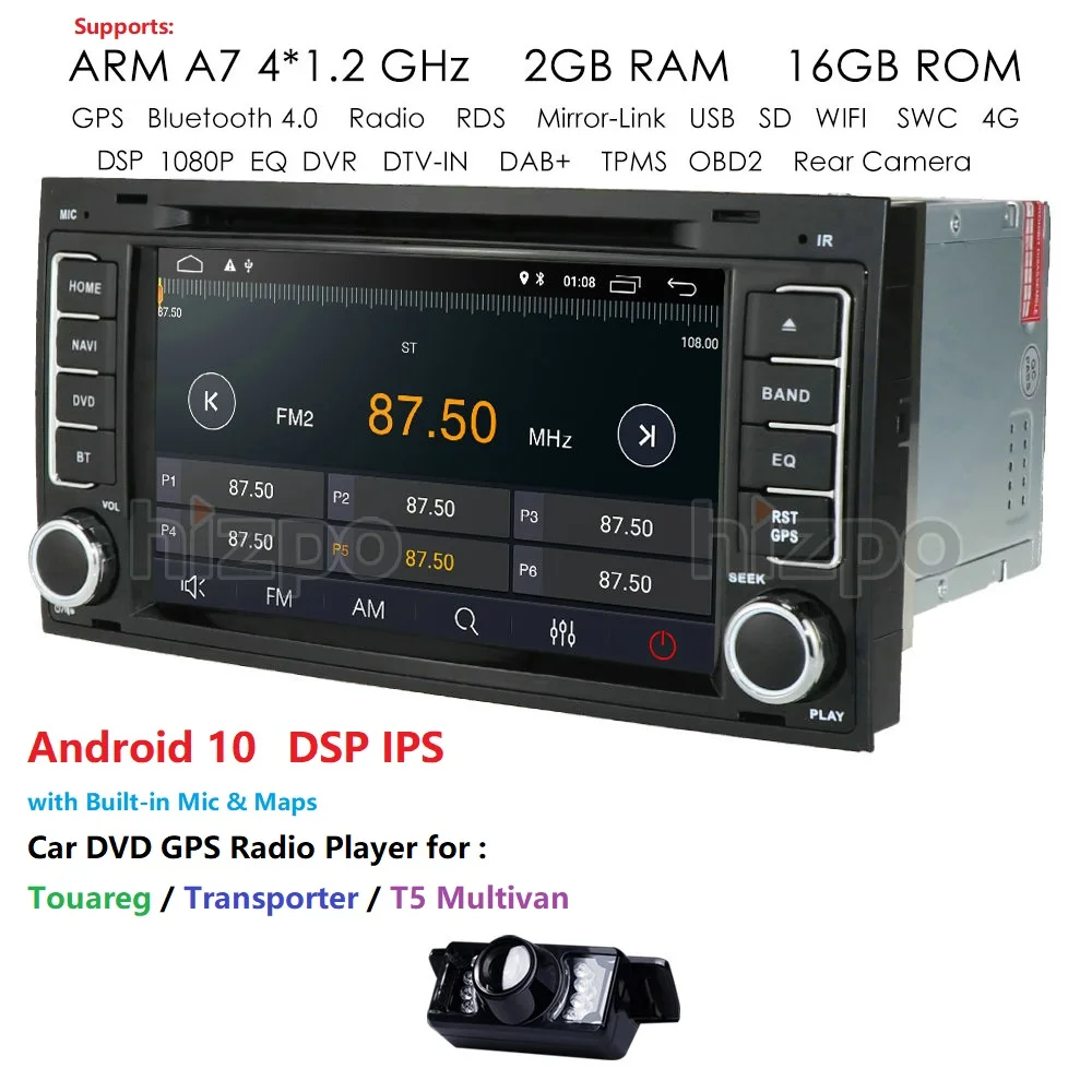 IPS DSP Android 10.0 4G 64G CAR GPS For VW Volkswagen Touareg T5 Transporter Multivan dvd player radio multimedia navigation PC |