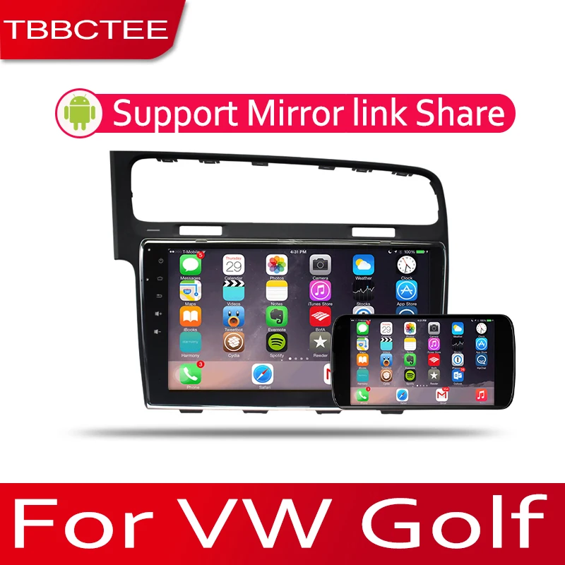 Sale TBBCTEE Android 2 Din Car radio Multimedia Video Player auto Stereo GPS MAP For Volkswagen VW Golf 7 2012~2017 Media Navi 3