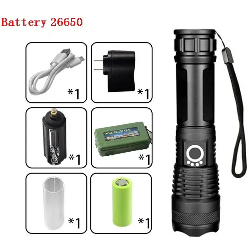 F--XHP50 26650 Самый мощный XHP90 светодиодный фонарь XLamp Zoom фонарь XHP50 USB Перезаряжаемый водонепроницаемый фонарь для использования 18650 26650 для кемпинга и велоспорта 9 - Цвет: F--XHP50 26650