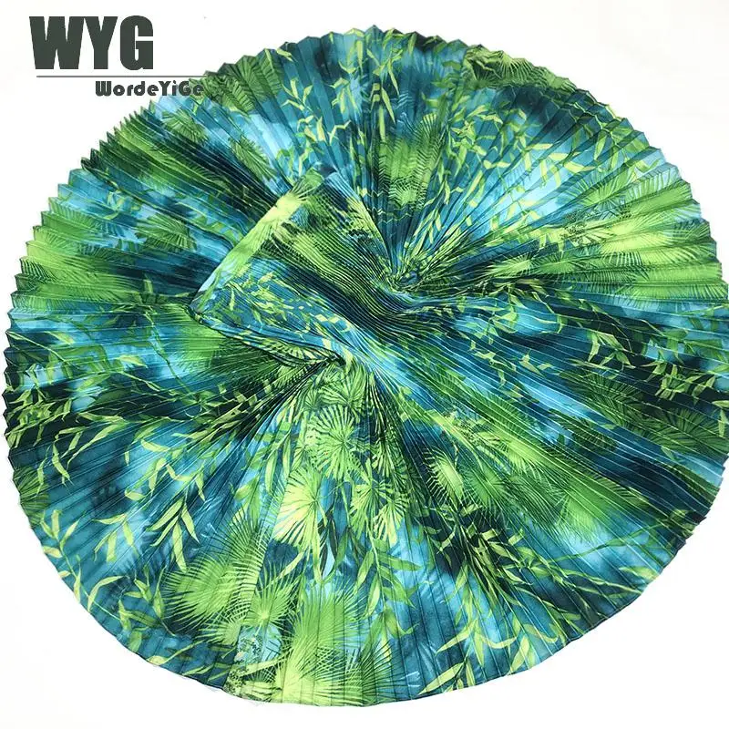 

Top Quality Placing Print Pleat SKirt 2020 Spring Summer New European America Blogger Style Ladies Elegant Green Skirts