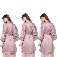 YUXINBRIDAL халат невесты шелковистый матовый сатиновый кружевной свадебный наряд свадебный подарок халат Kimon