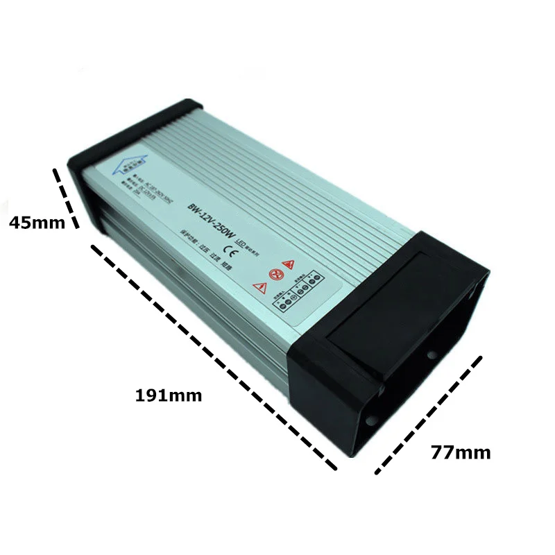 

Led Driver AC100-240V to DC 12V 20A 250W High Power Adapter for LED Strip light Supply Transformer waterproof outdoor Led driver