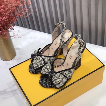 

Hot Sale Shoes Women Leisure Women Sandals Genuine Leather High Heels bow-knot Party Women Sandals Zapatos De Mujer Size 35-41