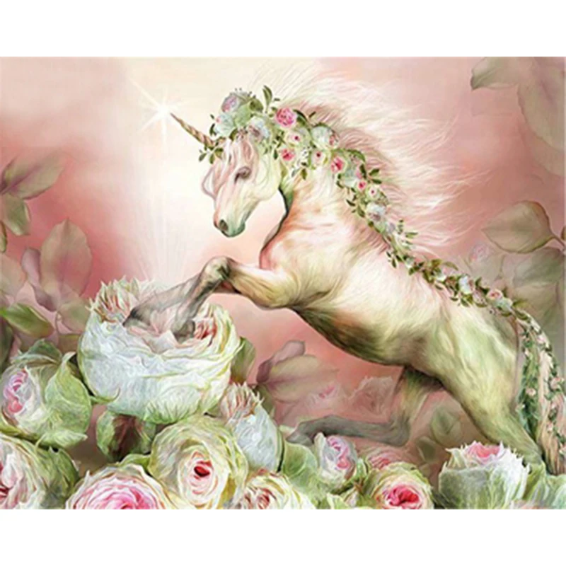 

Unicorn Painting By Numbers For Adults DIY Craft Kits With Frame On Canvas Handmade Drawing Coloring By Number Home Decoration