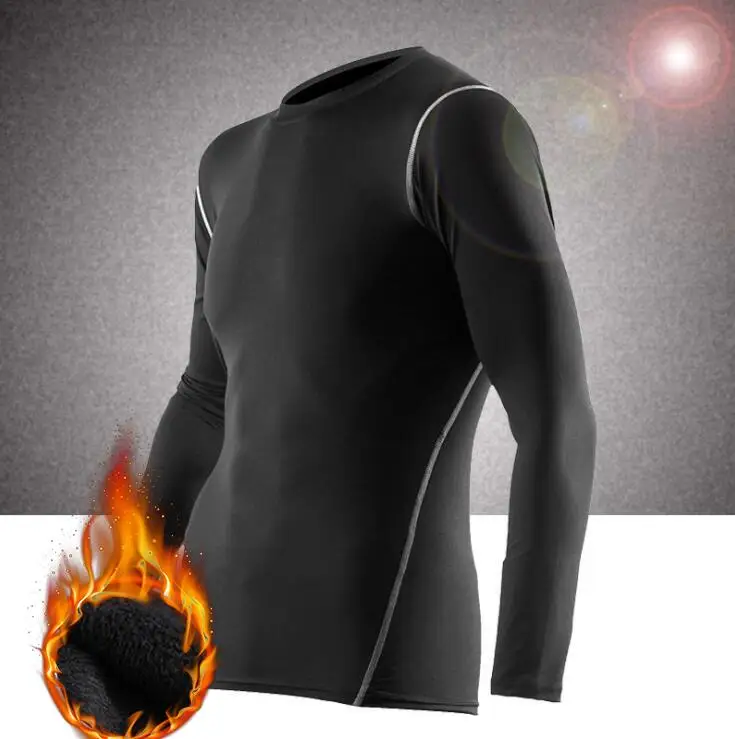 Aismz зимнее термобелье штаны+ одежда для мужчин быстросохнущие теплые кальсоны с бархатом мужской теплый фитнес термо комплект нижнего белья - Цвет: AZ-S005 gray 1 top