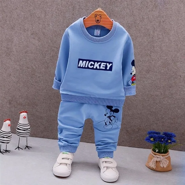 Комплекты одежды для новорожденных; зимняя хлопковая детская одежда С Рисунком Слона для маленьких мальчиков и девочек; футболка+ штаны; костюм; - Цвет: -F08-Blue-